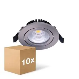 Voordeelpak 10x Noxion LED Kantelbaar Slim Spot Zilver Rond 6W 550lm 60D - 927 Zeer Warm Wit | 85mm - IP54 - Dimbaar - Beste Kleurweergave Rechtstreeks Van De Fabrikant