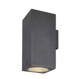 SLV Enola Up/Down Wandlamp Aluminium Grijs Vierkant 55W 6000lm - 930-940 CCT | Buitenverlichting - IP65 - Beste Kleurweergave Uitverkoop