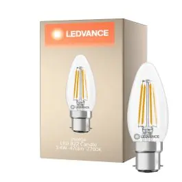 Beperkt Aanbod Ledvance Classic LED B22 Kaars Filament Helder 3.4W 470lm - 827 Zeer Warm Wit | Vervangt 40W