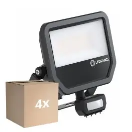 Voordeelpak 4x Ledvance LED Floodlight Aluminium Zwart 41W 5500lm 100D - 830 Warm Wit | IP65 - Bewegings- En Lichtsensor - Symmetrisch Alleen Vandaag