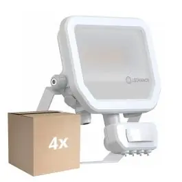 Veilige Betaling Voordeelpak 4x Ledvance LED Floodlight Aluminium Wit 17W 2200lm 100D - 830 Warm Wit | IP65 - Bewegings- En Lichtsensor - Symmetrisch