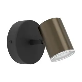 Laatste Kans Eglo Wandlamp Consuma 1 Staal Brons Zwart | IP44 - Geschikt voor 1x GU10