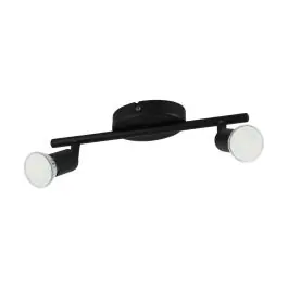 Eglo Plafondlamp Buzz-LED Staal Zwart 2x2.8W 2x250lm - 830 Warm Wit | IP20 - Incl. 2x GU10 Seizoensaanbieding