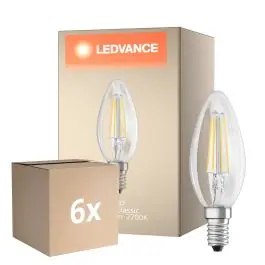 Voordeelpak 6x Osram Classic LED E14 Kaars Filament Helder 5.5W 806lm - 827 Zeer Warm Wit | Dimbaar - Vervangt 60W Seizoensaanbieding