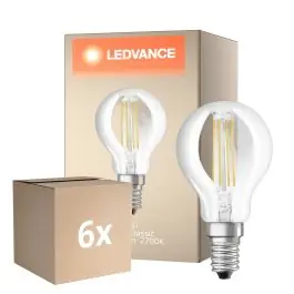 Aanbieding Voordeelpak 6x Osram Classic LED E14 Kogel Filament Helder 5.9W 806lm - 827 Zeer Warm Wit | Dimbaar - Vervangt 60W