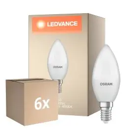 Voordeelpak 6x Osram LED Star Classic E14 Kaars Mat 4.9W 470lm - 840 Koel Wit | Vervangt 40W Laatste Versie