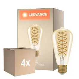 Voordeelpak 4x Osram Vintage 1906 LED E27 Edison Filament Goud 8.8W 806lm - 824 Zeer Warm Wit | Dimbaar - Vervangt 60W Gratis Retour