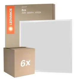 Voordeelpak 6x Ledvance LED Paneel Eco 36W 3600lm - 840 Koel Wit | 60X60cm - UGR <19 Populair